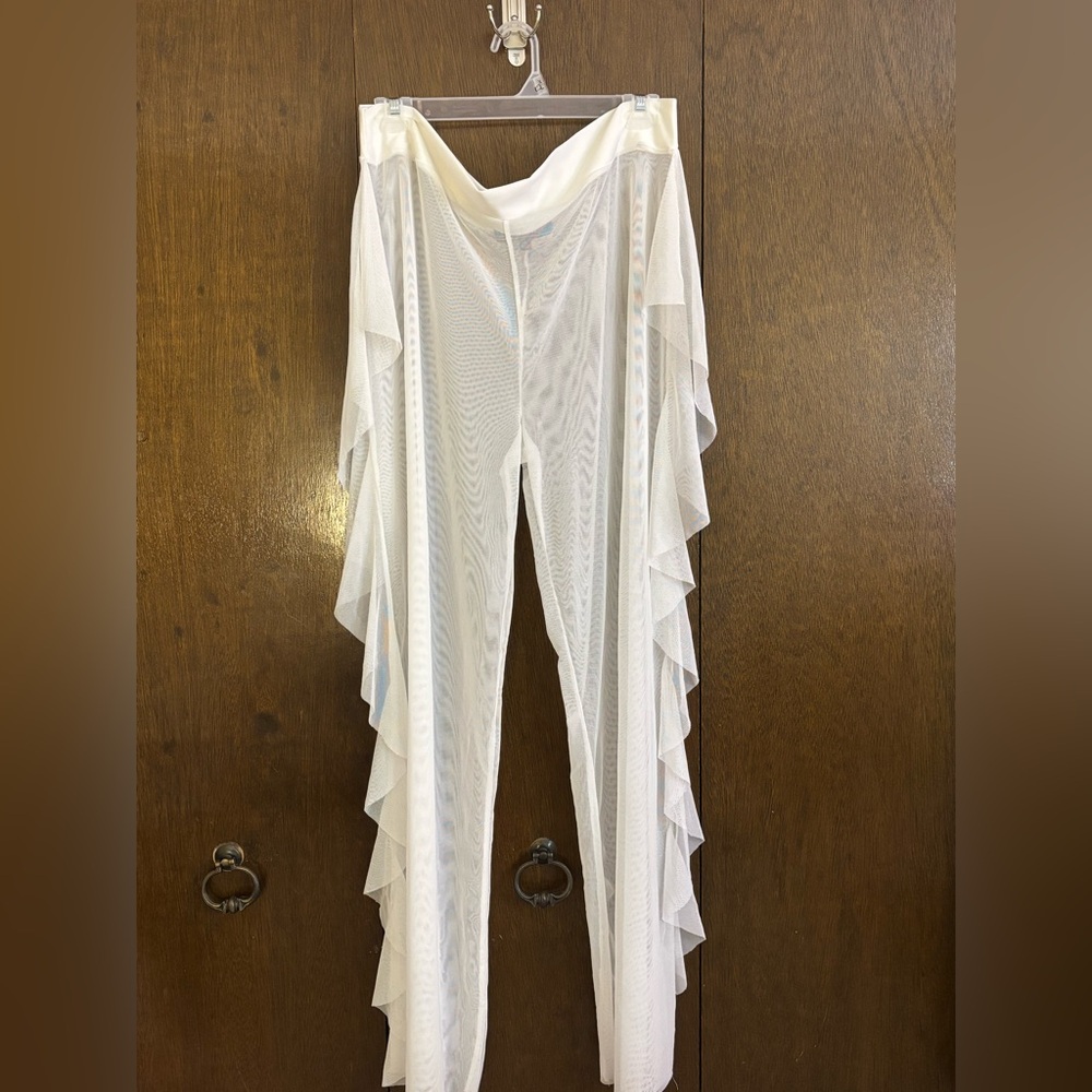 Sheer White Ruffle Pants